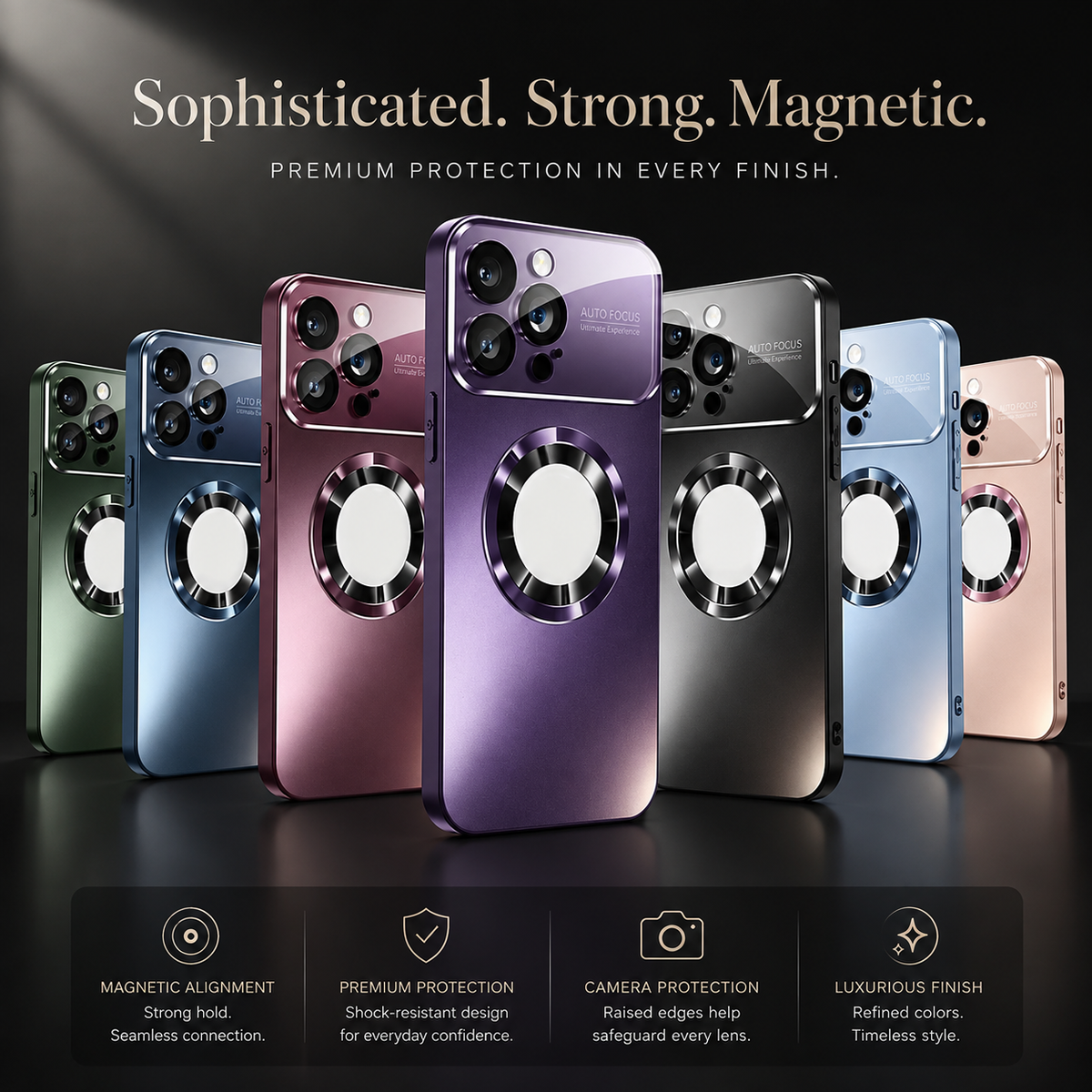 Premium iPhone Case MagSafe Tempered Glass Matte Magnetic Wireless Charging Shockproof Anti Scratch Non Slip Slim Protective Bumper Cover Case Design
