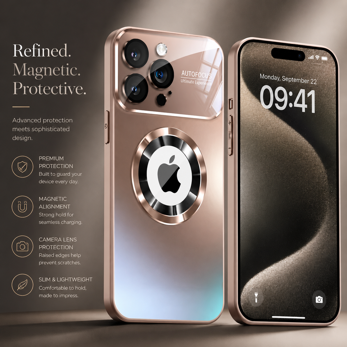 Premium iPhone Case MagSafe Titanium Matte Shockproof Protective Cover Glass Camera Lens Protection Anti Fingerprint Anti Scratch Non Slip Slim Magnetic