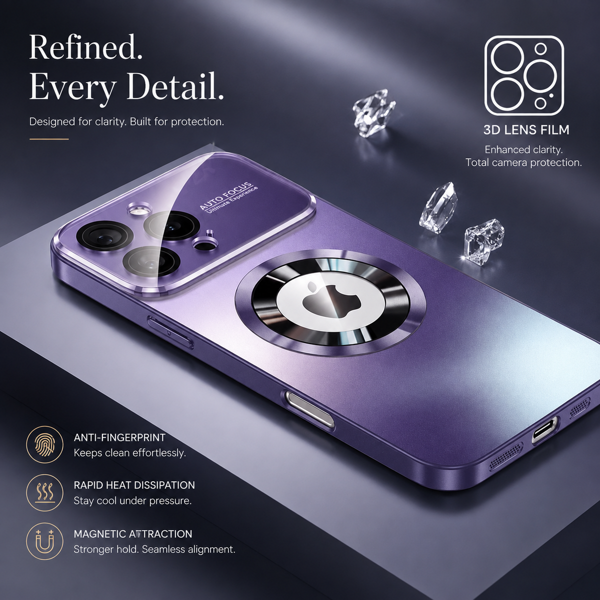 Premium iPhone Case MagSafe Titanium Matte Shockproof Protective Cover Glass Camera Lens Protection Anti Fingerprint Anti Scratch Non Slip Slim Magnetic