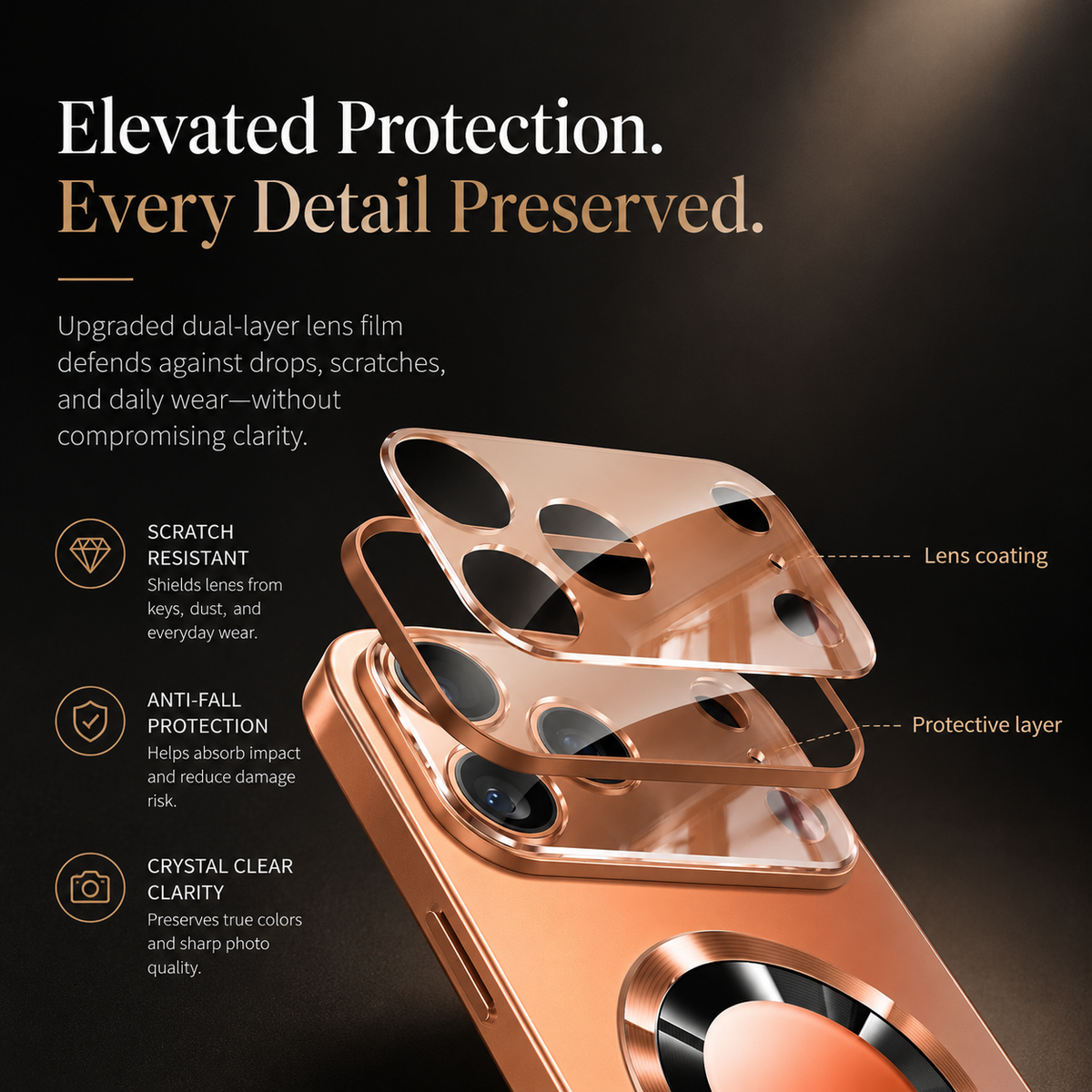 Premium iPhone Case MagSafe Titanium Metallic Magnetic Glass Camera Protector Shockproof PC TPU Wireless Charging Slim Protective Bumper Cover Case