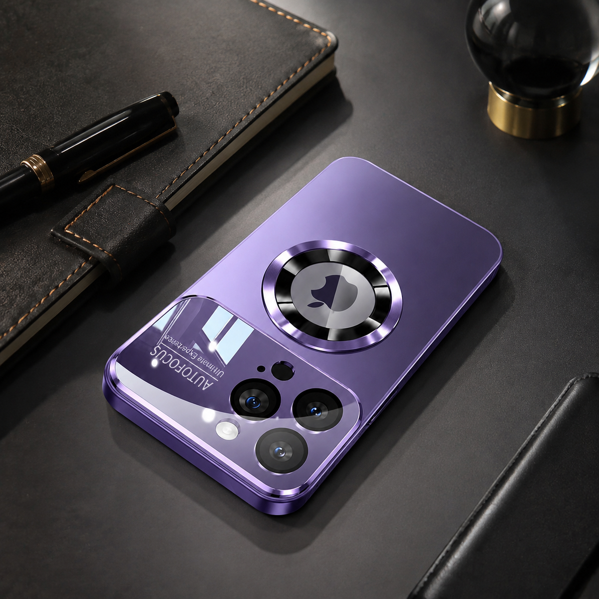 Premium iPhone Case MagSafe Titanium Metallic Magnetic Glass Camera Protector Shockproof PC TPU Wireless Charging Slim Protective Bumper Cover Case