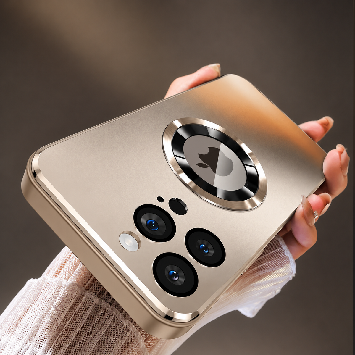 Premium iPhone Case MagSafe Titanium Metallic Magnetic Glass Camera Protector Shockproof PC TPU Wireless Charging Slim Protective Bumper Cover Case