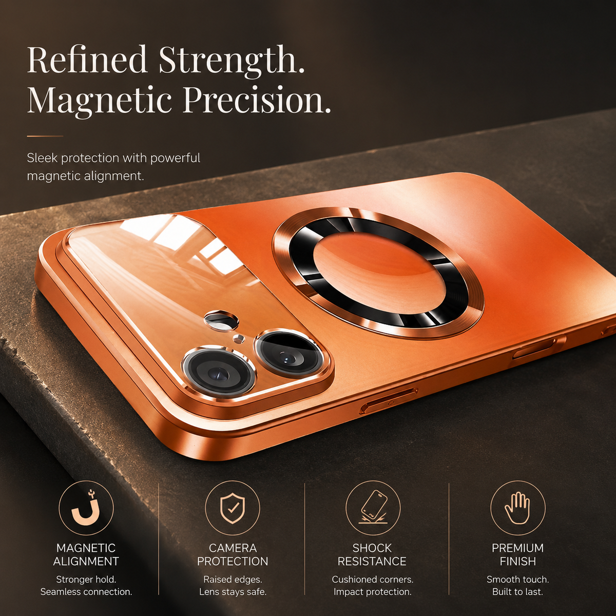 Premium iPhone Case MagSafe Titanium Metallic Magnetic PC TPU Protective Cover Glass Camera Lens Protection Shockproof Slim Wireless Charging Case Design