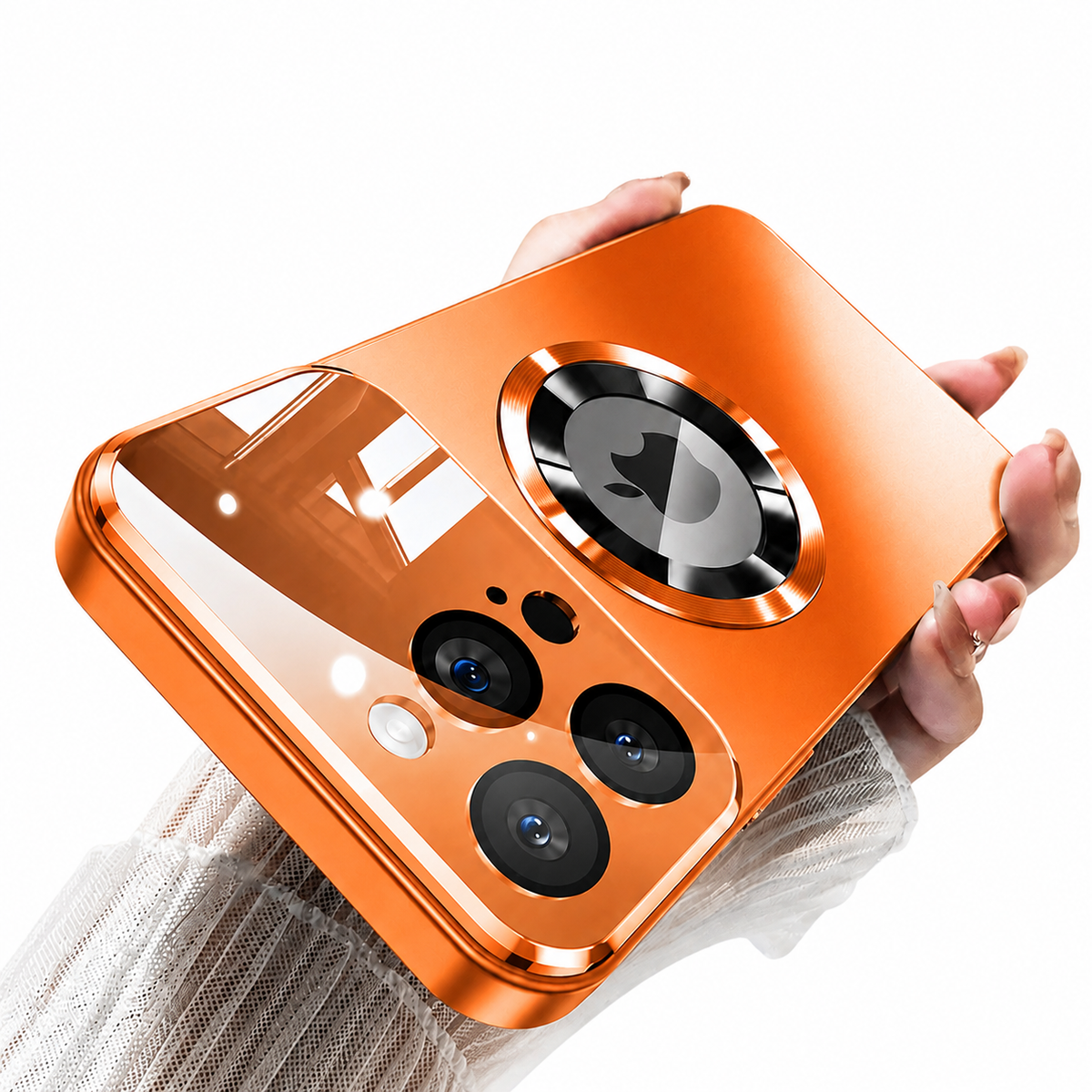 Premium iPhone Case MagSafe Titanium Metallic Magnetic PC TPU Protective Cover Glass Camera Lens Protection Shockproof Slim Wireless Charging Case Design