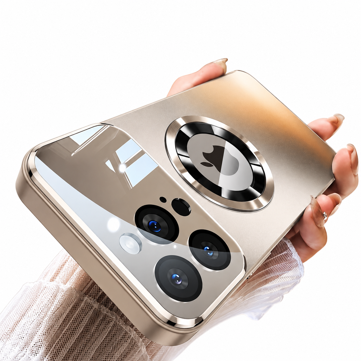 Premium iPhone Case MagSafe Titanium Metallic Magnetic PC TPU Protective Cover Glass Camera Lens Protection Shockproof Slim Wireless Charging Case Design