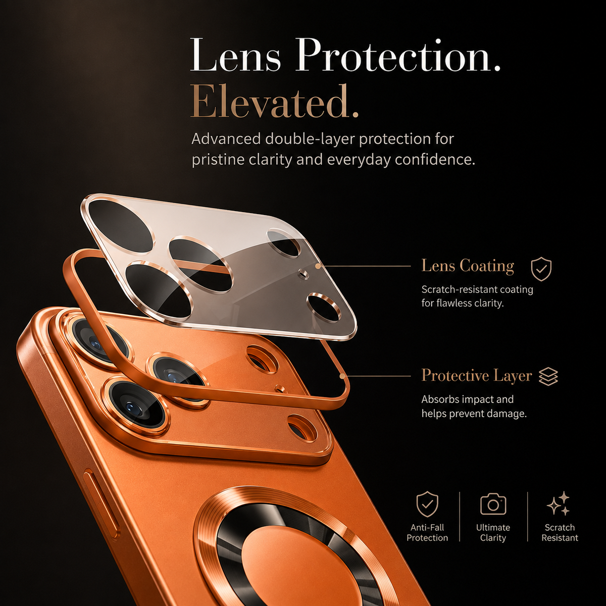 Premium iPhone Case MagSafe Titanium Metallic Magnetic PC TPU Protective Cover Glass Camera Lens Protection Shockproof Slim Wireless Charging Case Design