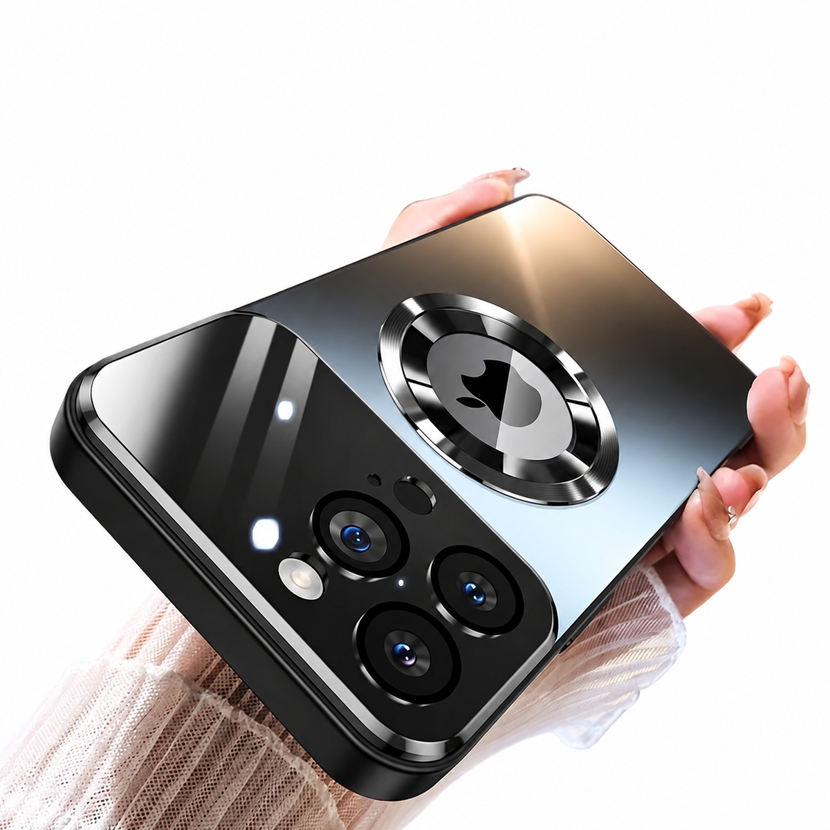 Premium iPhone Case MagSafe Titanium Metallic Magnetic PC TPU Protective Cover Glass Camera Lens Protection Shockproof Slim Wireless Charging Case Design