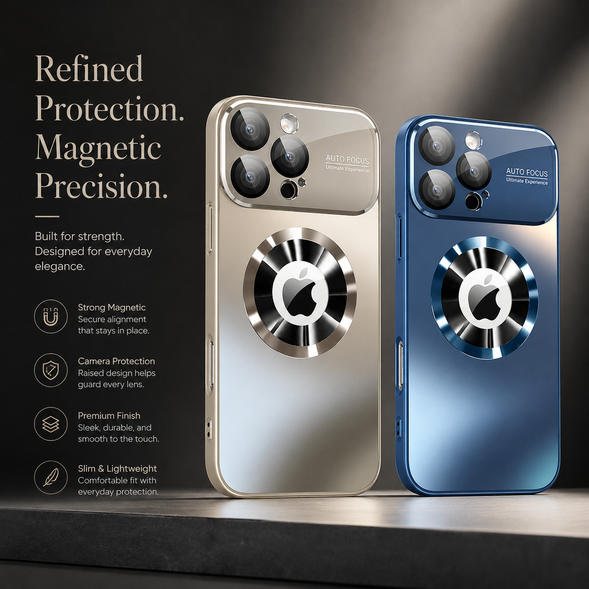 Premium iPhone Case MagSafe Titanium Metallic Matte AG Glass Full Lens Protector Shockproof PC TPU Anti Scratch Non Slip Lightweight Protective Bumper