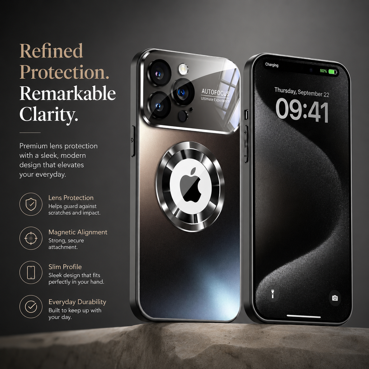 Premium iPhone Case MagSafe Titanium Metallic Matte AG Glass Full Lens Protector Shockproof PC TPU Anti Scratch Non Slip Lightweight Protective Bumper