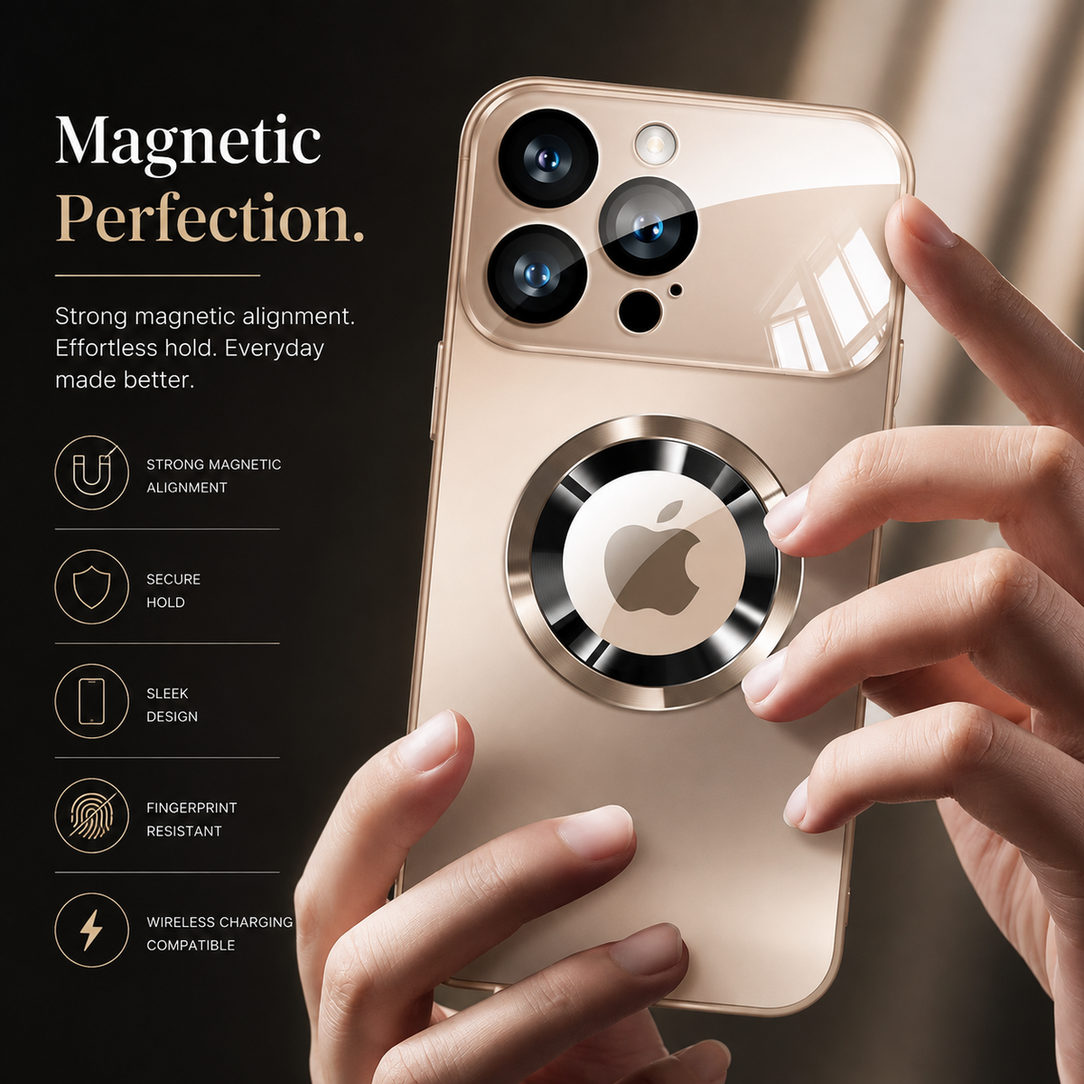 Premium iPhone Case MagSafe Titanium Metallic Matte AG Glass Full Lens Protector Shockproof PC TPU Anti Scratch Non Slip Lightweight Protective Bumper