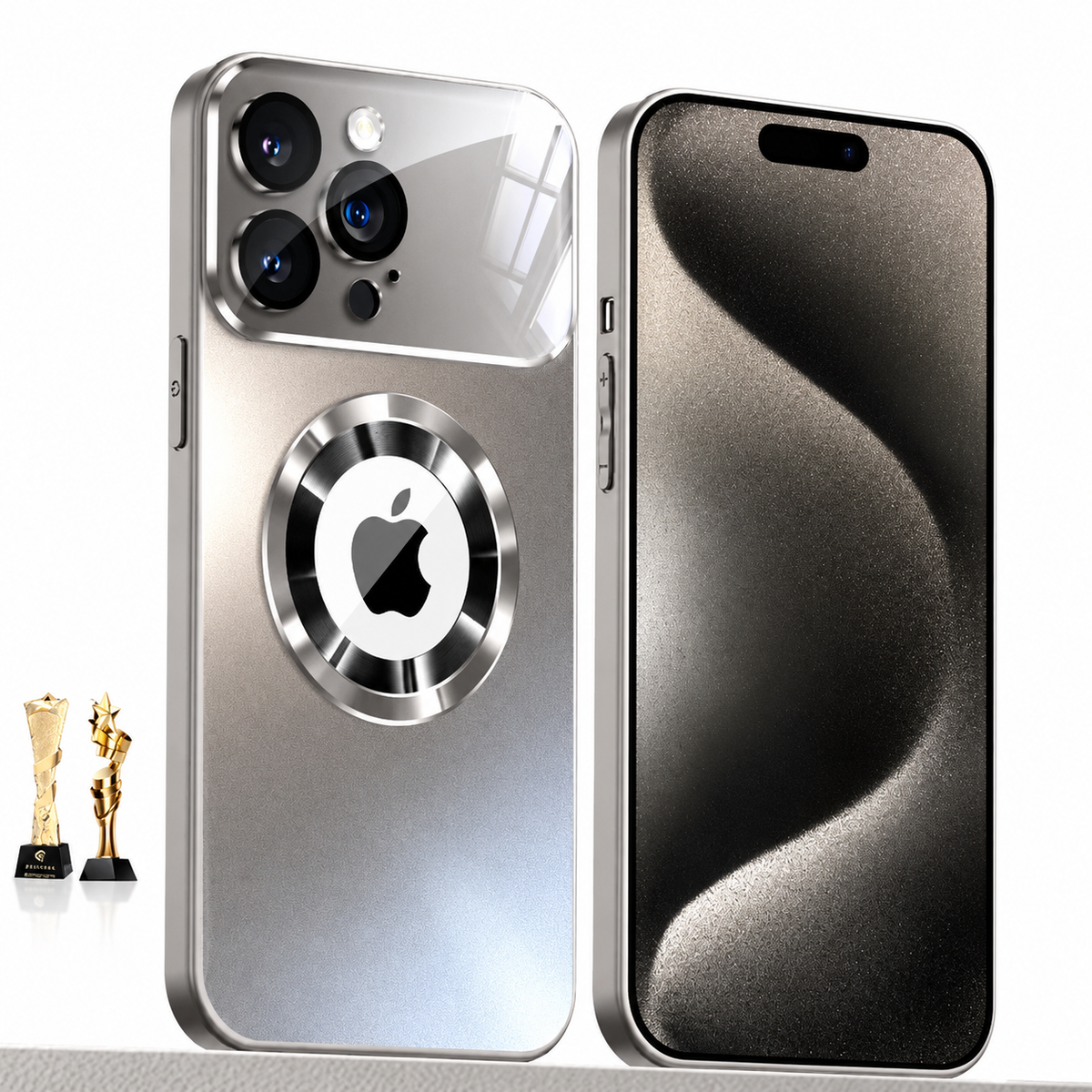 Premium iPhone Case MagSafe Titanium Metallic Matte AG Glass Full Lens Protector Shockproof PC TPU Anti Scratch Non Slip Lightweight Protective Bumper