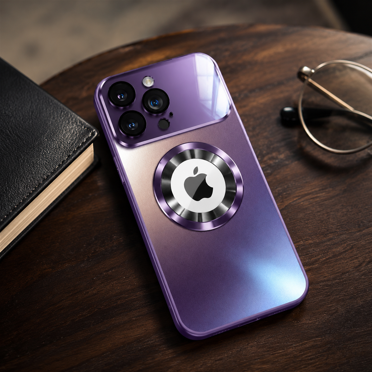 Premium iPhone Case MagSafe Titanium Metallic Matte AG Glass Full Lens Protector Shockproof PC TPU Anti Scratch Non Slip Lightweight Protective Bumper