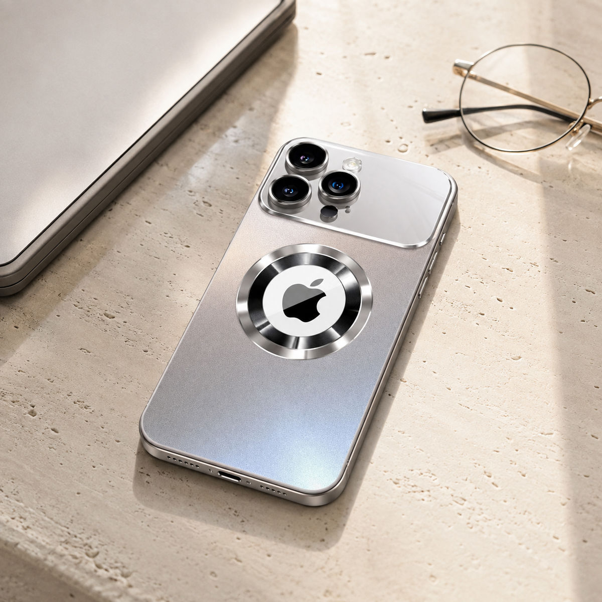 Premium iPhone Case MagSafe Titanium Metallic Matte AG Glass Full Lens Protector Shockproof PC TPU Anti Scratch Non Slip Lightweight Protective Bumper