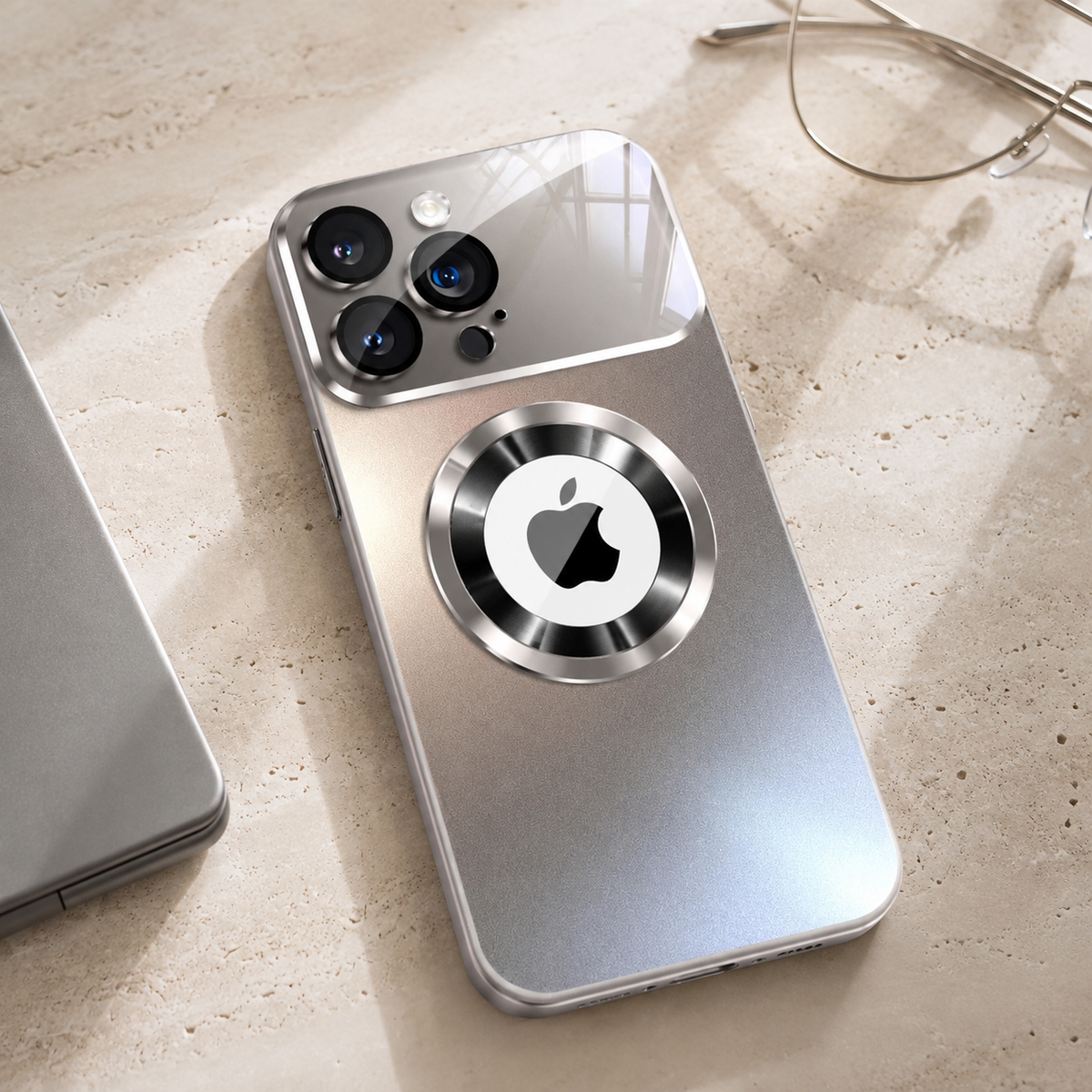 Premium iPhone Case MagSafe Titanium Metallic Matte AG Glass Full Lens Protector Shockproof PC TPU Anti Scratch Non Slip Lightweight Protective Bumper