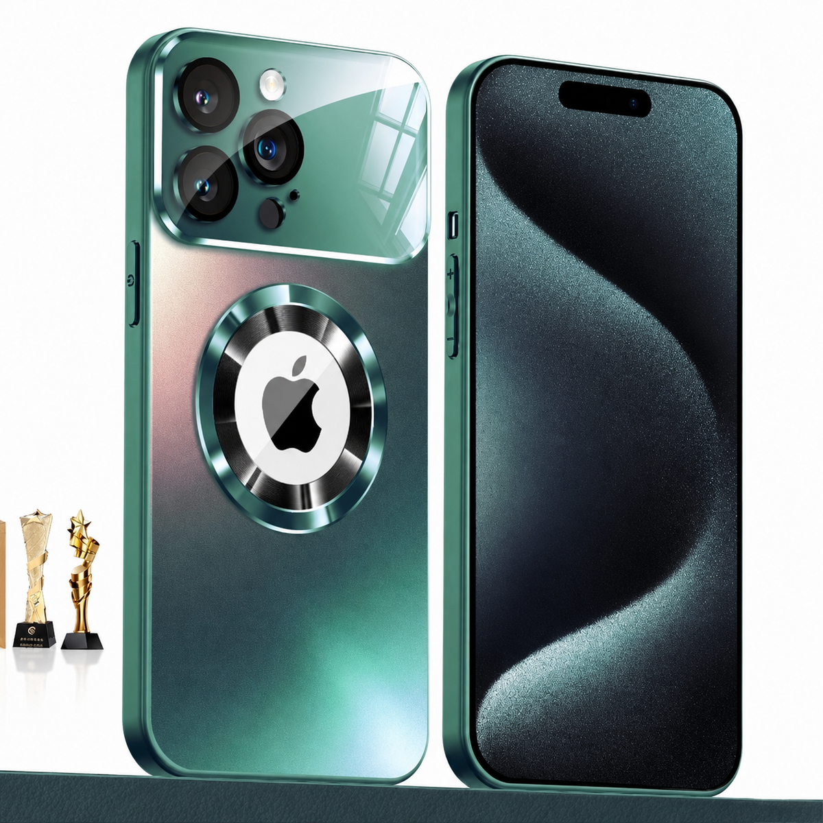 Premium iPhone Case MagSafe Titanium Metallic Matte AG Glass Full Lens Protector Shockproof PC TPU Anti Scratch Non Slip Lightweight Protective Bumper