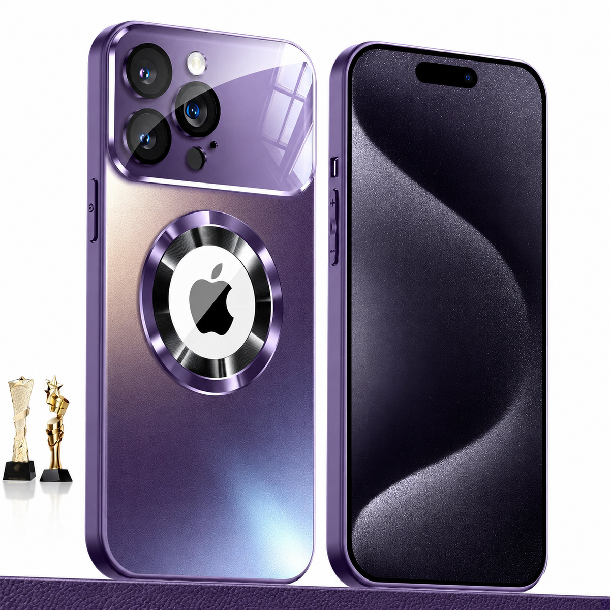 Premium iPhone Case MagSafe Titanium Metallic Matte AG Glass Full Lens Protector Shockproof PC TPU Anti Scratch Non Slip Lightweight Protective Bumper