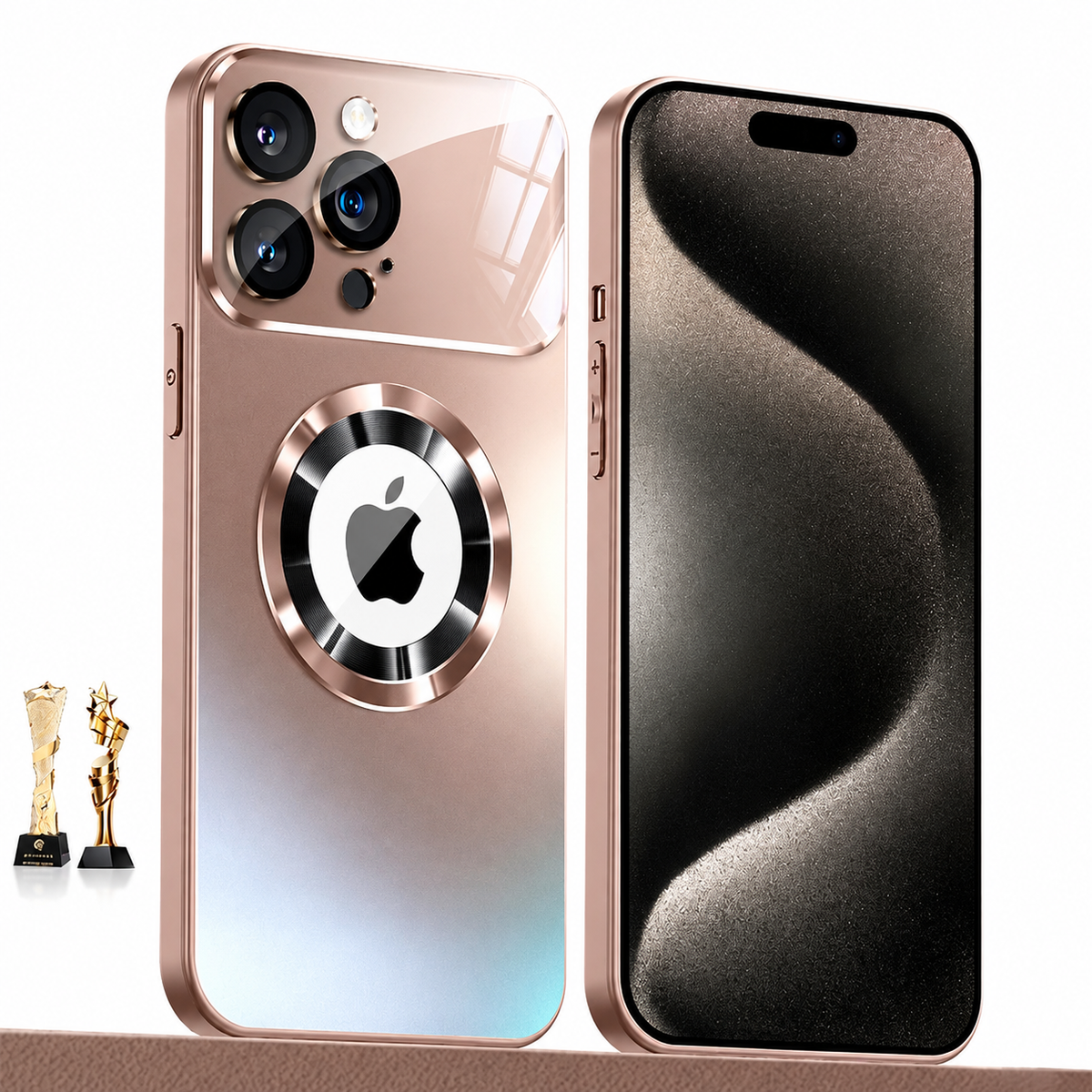 Premium iPhone Case MagSafe Titanium Metallic Matte AG Glass Full Lens Protector Shockproof PC TPU Anti Scratch Non Slip Lightweight Protective Bumper