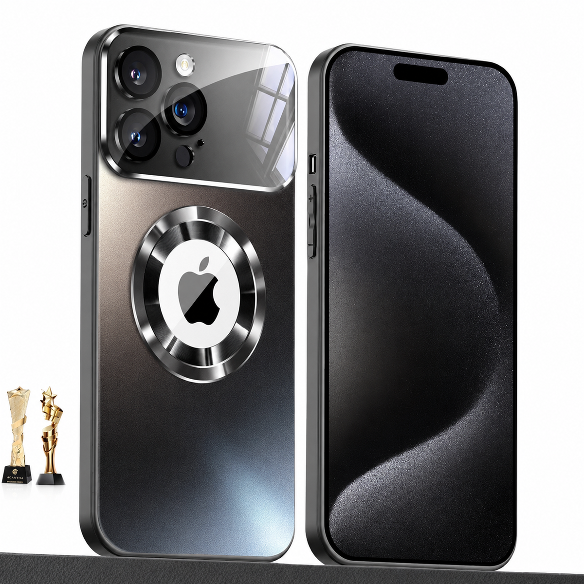 Premium iPhone Case MagSafe Titanium Metallic Matte AG Glass Full Lens Protector Shockproof PC TPU Anti Scratch Non Slip Lightweight Protective Bumper