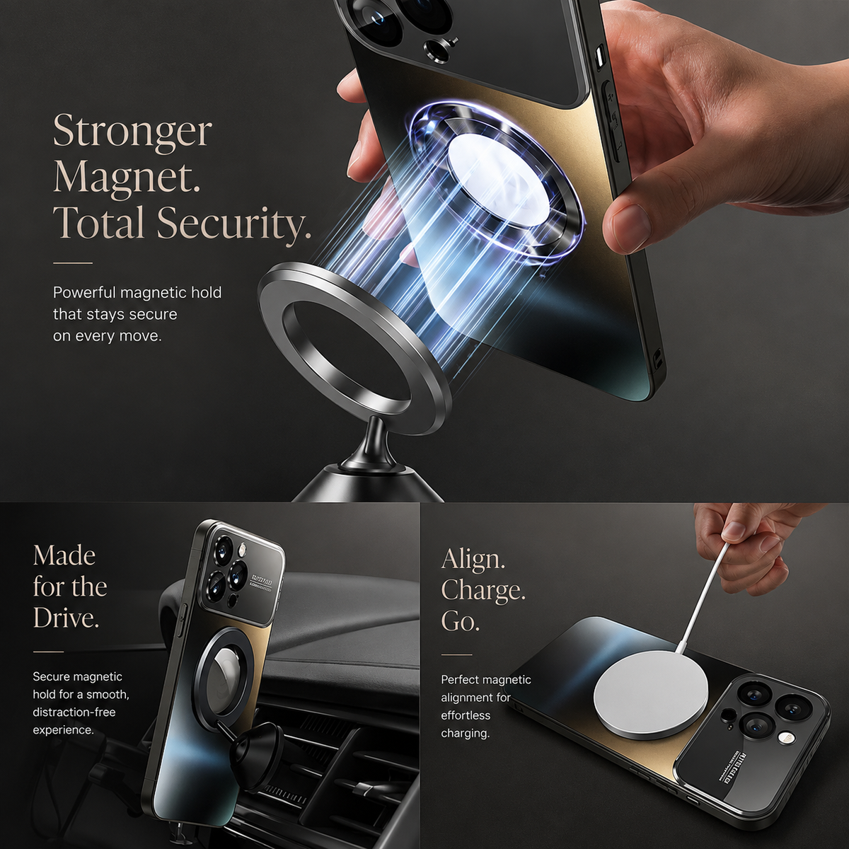 Premium iPhone Case MagSafe Titanium Metallic Matte Magnetic PC TPU Glass Camera Lens Protection Shockproof Slim Luxury Protective Cover Case Design