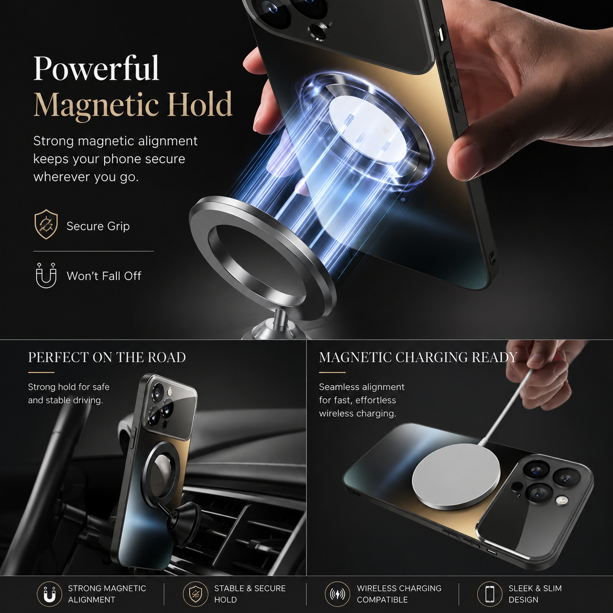 Premium iPhone Case MagSafe Titanium Metallic Matte Magnetic PC TPU Glass Camera Lens Protection Shockproof Slim Luxury Protective Cover Case Design