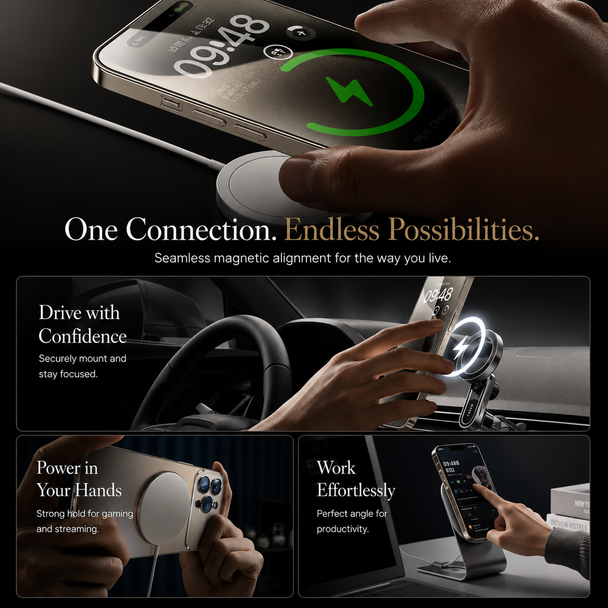 Premium iPhone Case MagSafe Titanium Metallic Matte Magnetic PC TPU Wireless Charging Shockproof Slim Anti Scratch Lightweight Protective Cover Case