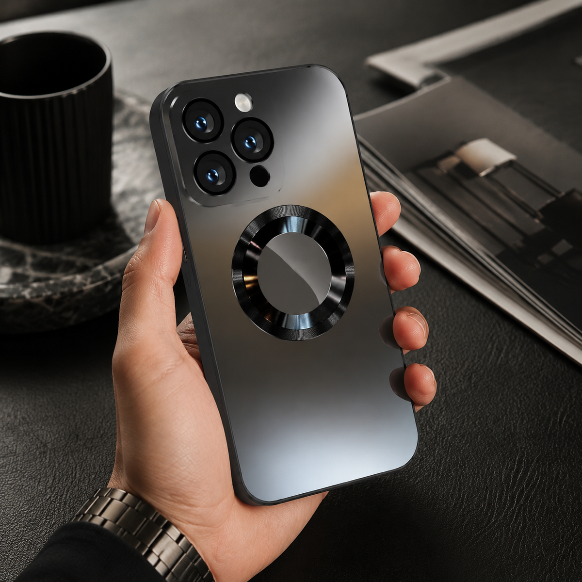 Premium iPhone Case MagSafe Titanium Metallic Matte Shockproof Protective Cover Camera Lens Protection PC Silicone Anti Fingerprint Non Slip Slim Magnetic
