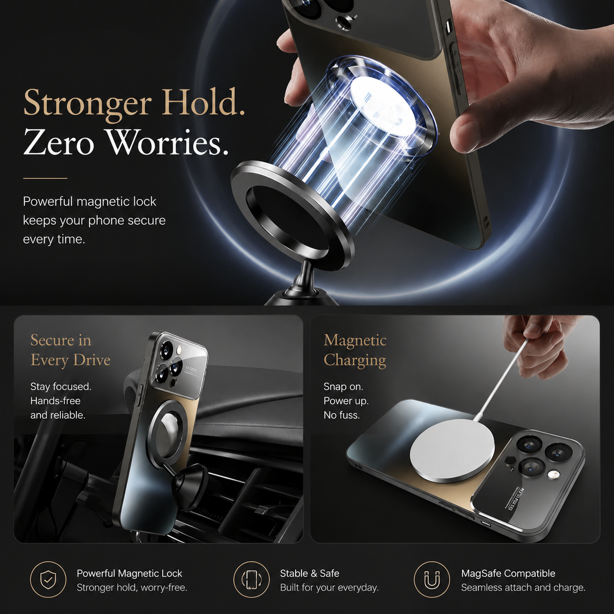 Premium iPhone Case MagSafe Titanium Metallic Matte Shockproof Protective Cover Camera Lens Protection PC Silicone Anti Fingerprint Non Slip Slim Magnetic