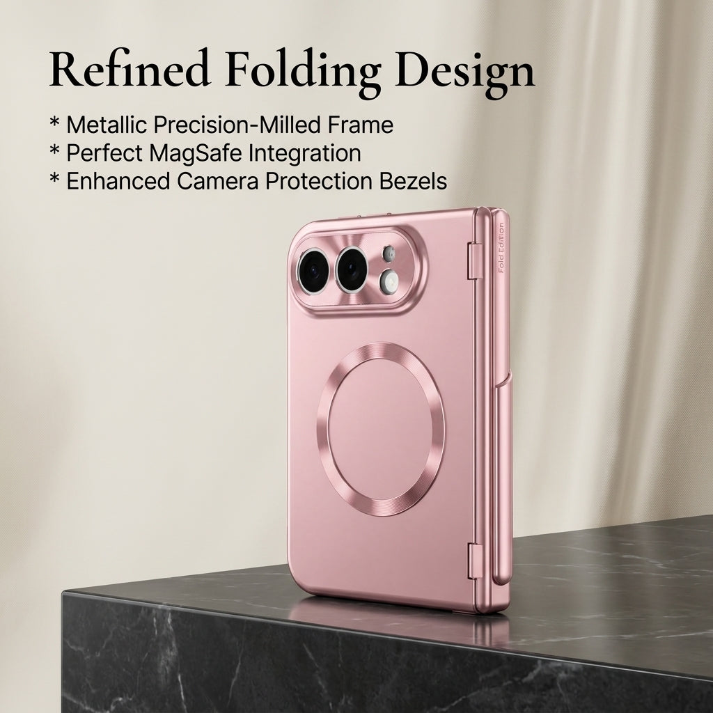 Premium iPhone Case MagSafe Touch Pen Plating Hinge Protection Tempered Glass Screen Magnetic PC TPU Shockproof Foldable Protective Cover Case