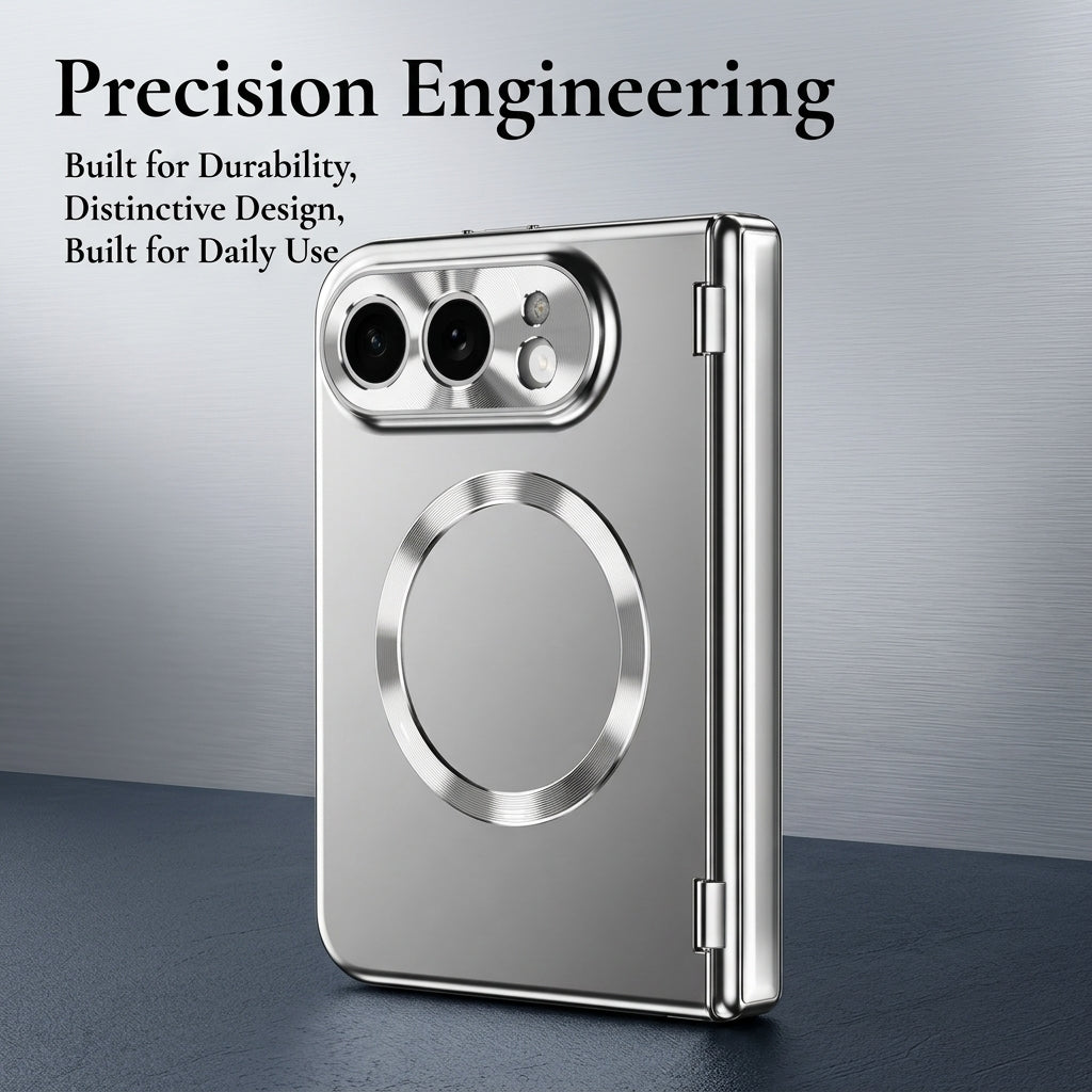 Premium iPhone Case MagSafe Touch Pen Plating Hinge Protection Tempered Glass Screen Magnetic PC TPU Shockproof Foldable Protective Cover Case