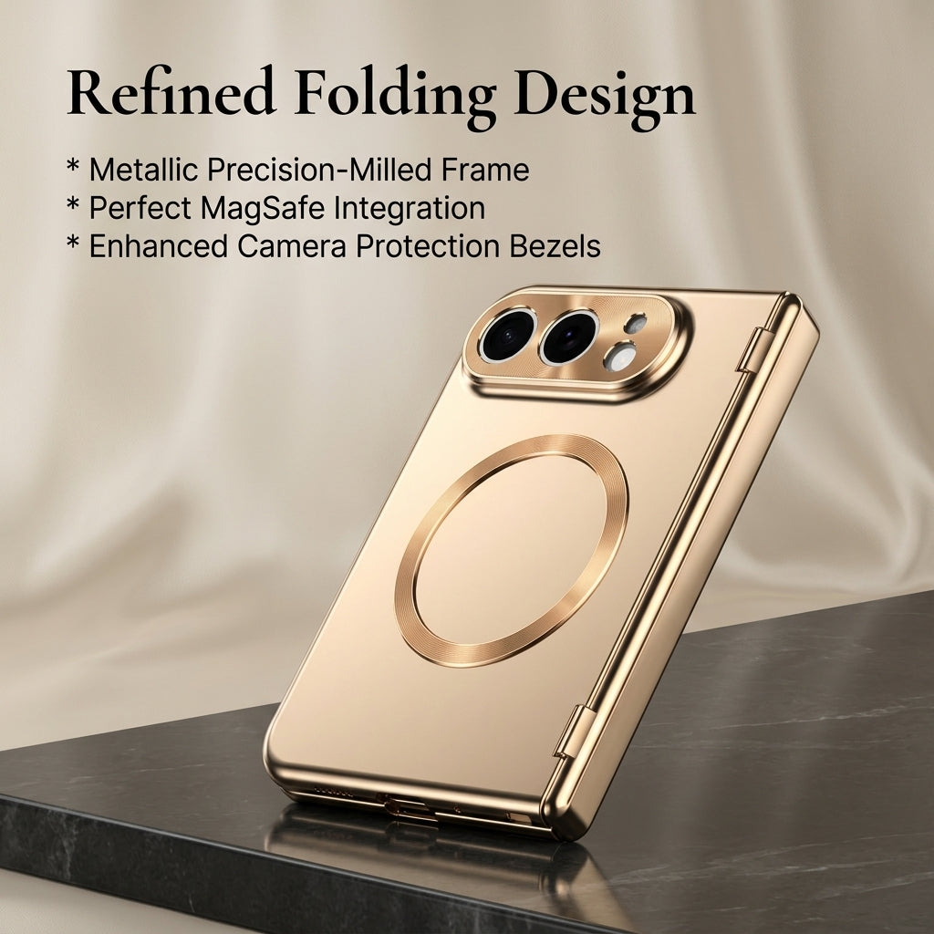 Premium iPhone Case MagSafe Touch Pen Plating Hinge Protection Tempered Glass Screen Magnetic PC TPU Shockproof Foldable Protective Cover Case