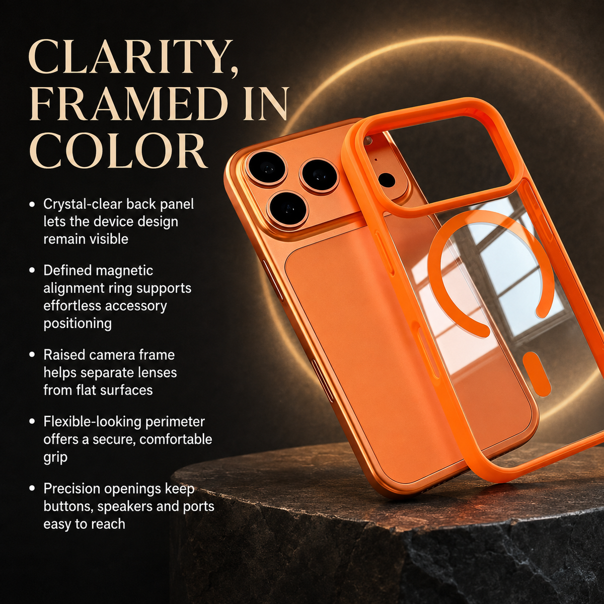 Premium iPhone Case MagSafe Transparent Acrylic Magnetic Wireless Charging Clear Slim Shockproof Anti Scratch Protective Back Bumper Cover Case Design