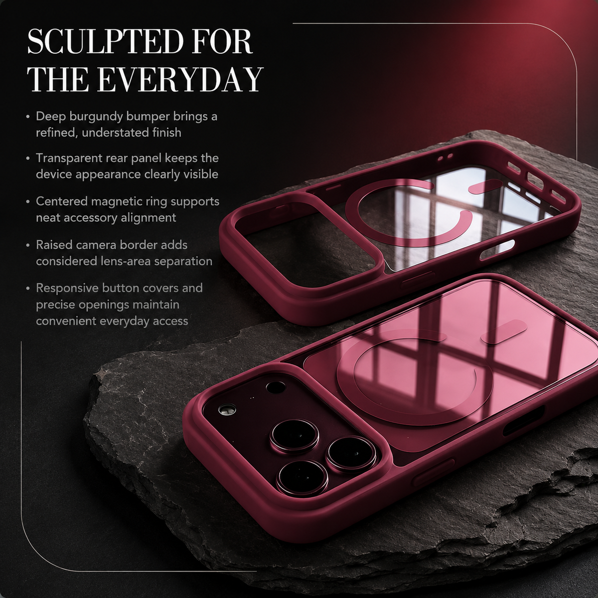 Premium iPhone Case MagSafe Transparent Acrylic Magnetic Wireless Charging Clear Slim Shockproof Anti Scratch Protective Back Bumper Cover Case Design
