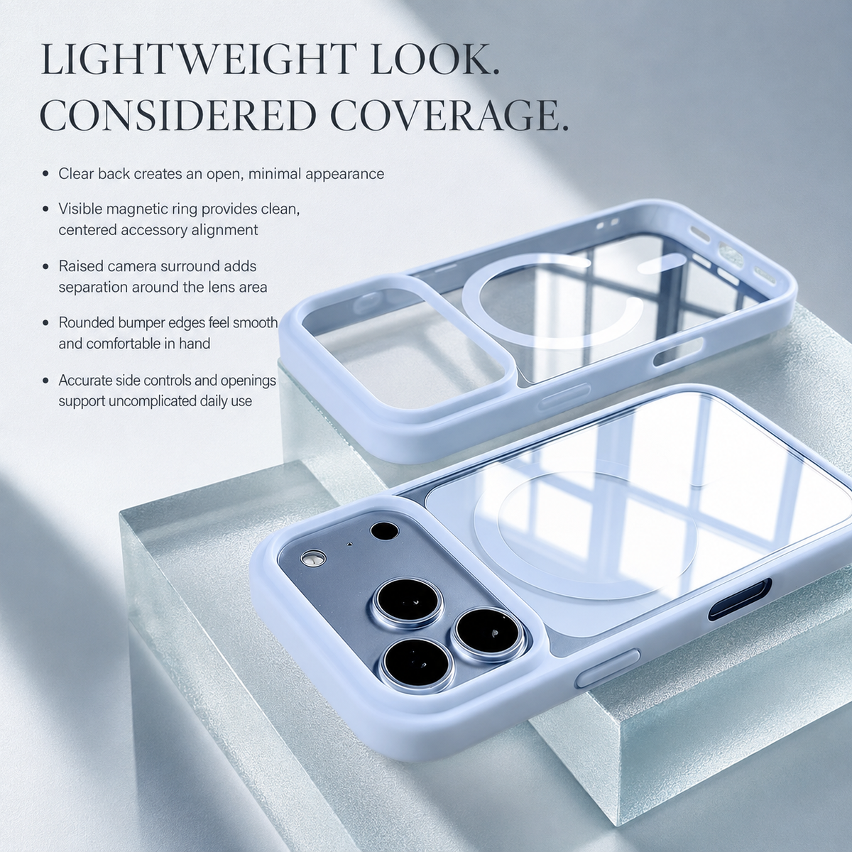 Premium iPhone Case MagSafe Transparent Acrylic Magnetic Wireless Charging Clear Slim Shockproof Anti Scratch Protective Back Bumper Cover Case Design