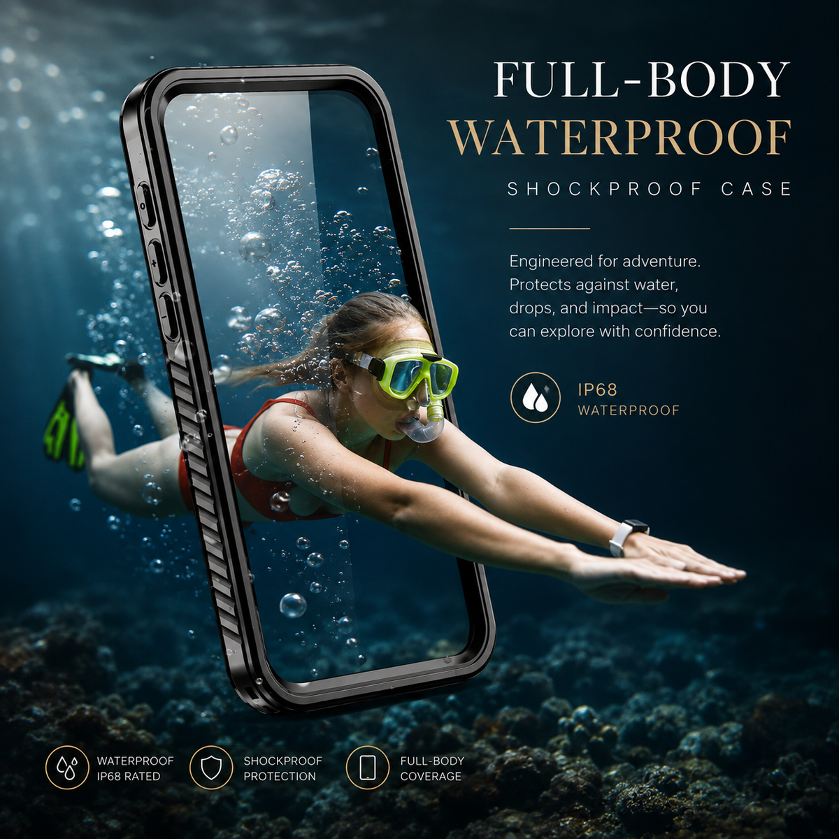Premium iPhone Case MagSafe Waterproof Full Body Shockproof Protective Cover Built In Screen Protector Dustproof Anti Slip Dual Layer Sealed Rugged Armor