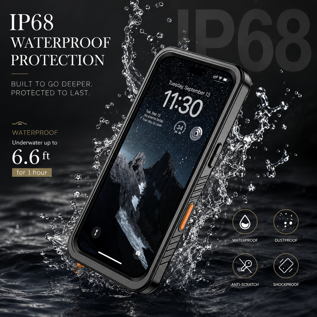 Premium iPhone Case MagSafe Waterproof Full Body Shockproof Protective Cover Built In Screen Protector Dustproof Anti Slip Dual Layer Sealed Rugged Armor