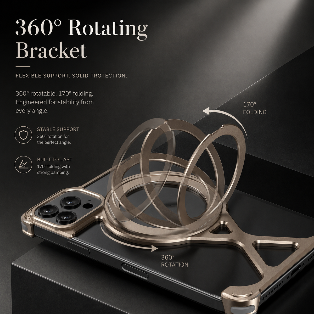 Premium iPhone Case MagSafe X Shape Aluminum Metal Magnetic 360 Holder Shockproof Acrylic Protective Cover Heavy Duty Anti Scratch Non Slip Slim Case