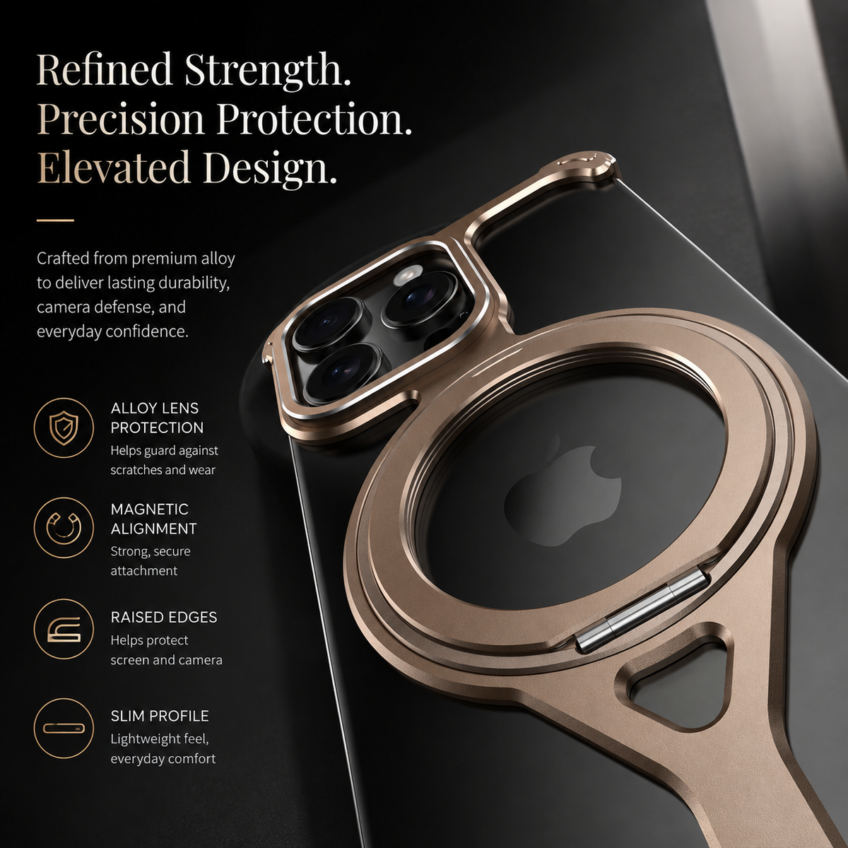 Premium iPhone Case MagSafe X Shape Aluminum Metal Magnetic 360 Holder Shockproof Acrylic Protective Cover Heavy Duty Anti Scratch Non Slip Slim Case
