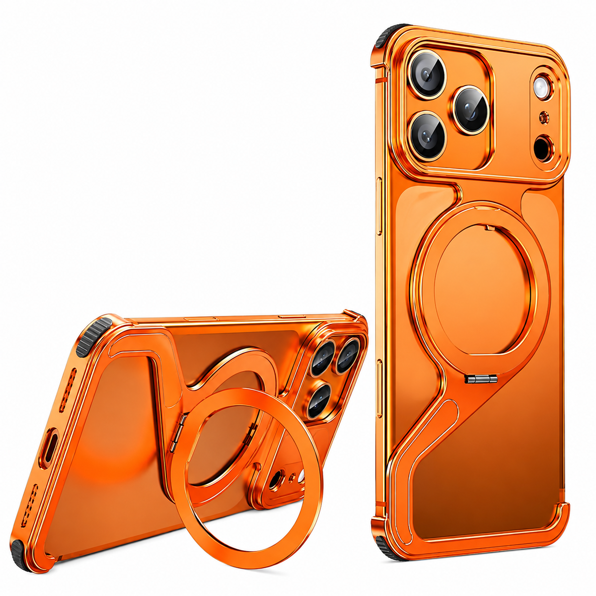 Premium iPhone Case MagSafe Z Shape Aluminum Alloy Frameless Magnetic Shockproof Protective Bumper Anti Scratch Slim Lightweight Metal Open Back Design