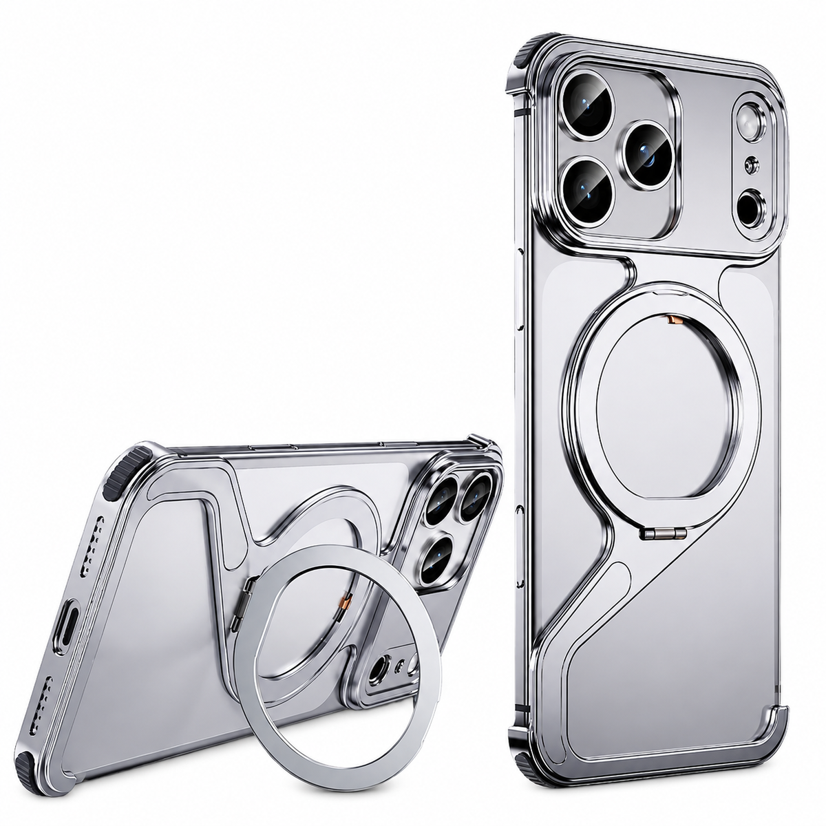 Premium iPhone Case MagSafe Z Shape Aluminum Alloy Frameless Magnetic Shockproof Protective Bumper Anti Scratch Slim Lightweight Metal Open Back Design