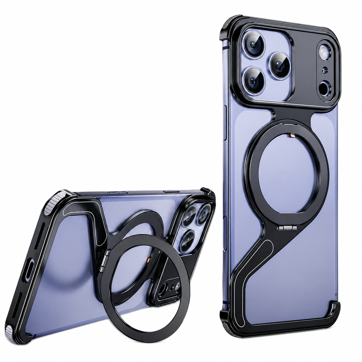 Premium iPhone Case MagSafe Z Shape Aluminum Alloy Frameless Magnetic Shockproof Protective Bumper Anti Scratch Slim Lightweight Metal Open Back Design