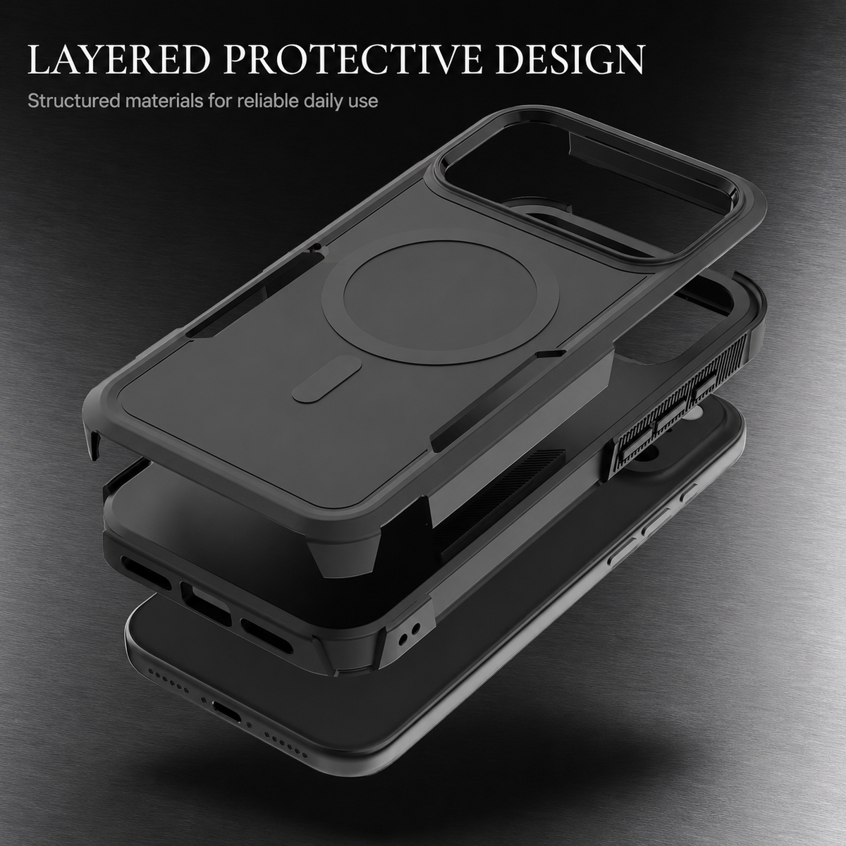 Premium iPhone Case Magnetic 2 in 1 Heavy Duty Armor Shockproof PC TPU Protective Cover Matte Reinforced Bumper Slim Rugged Charging Case