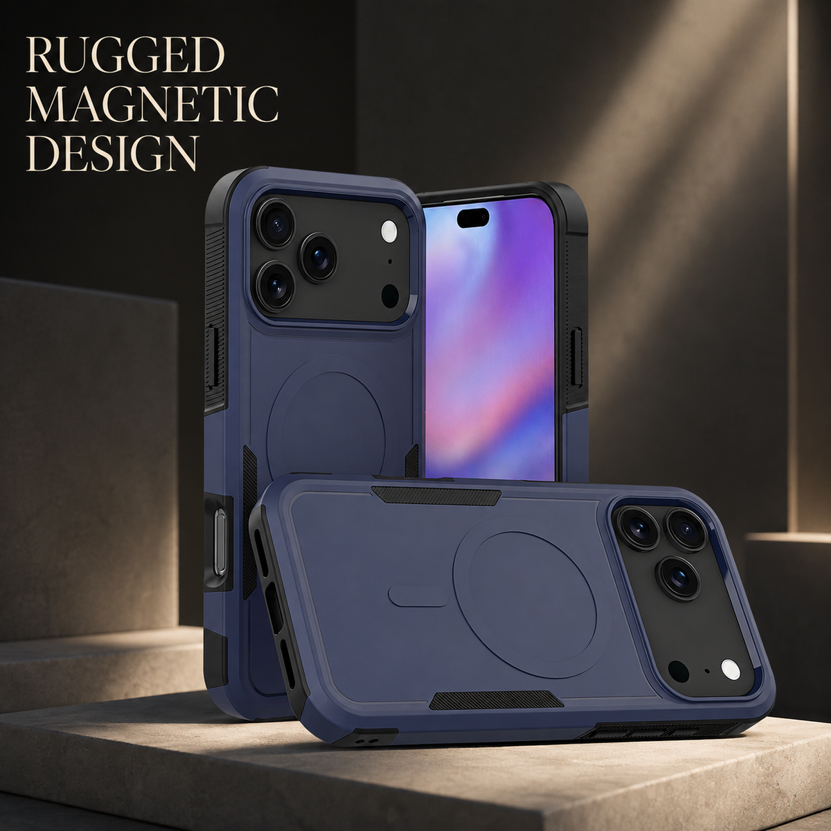 Premium iPhone Case Magnetic 2 in 1 Heavy Duty Armor Shockproof PC TPU Protective Cover Matte Reinforced Bumper Slim Rugged Charging Case