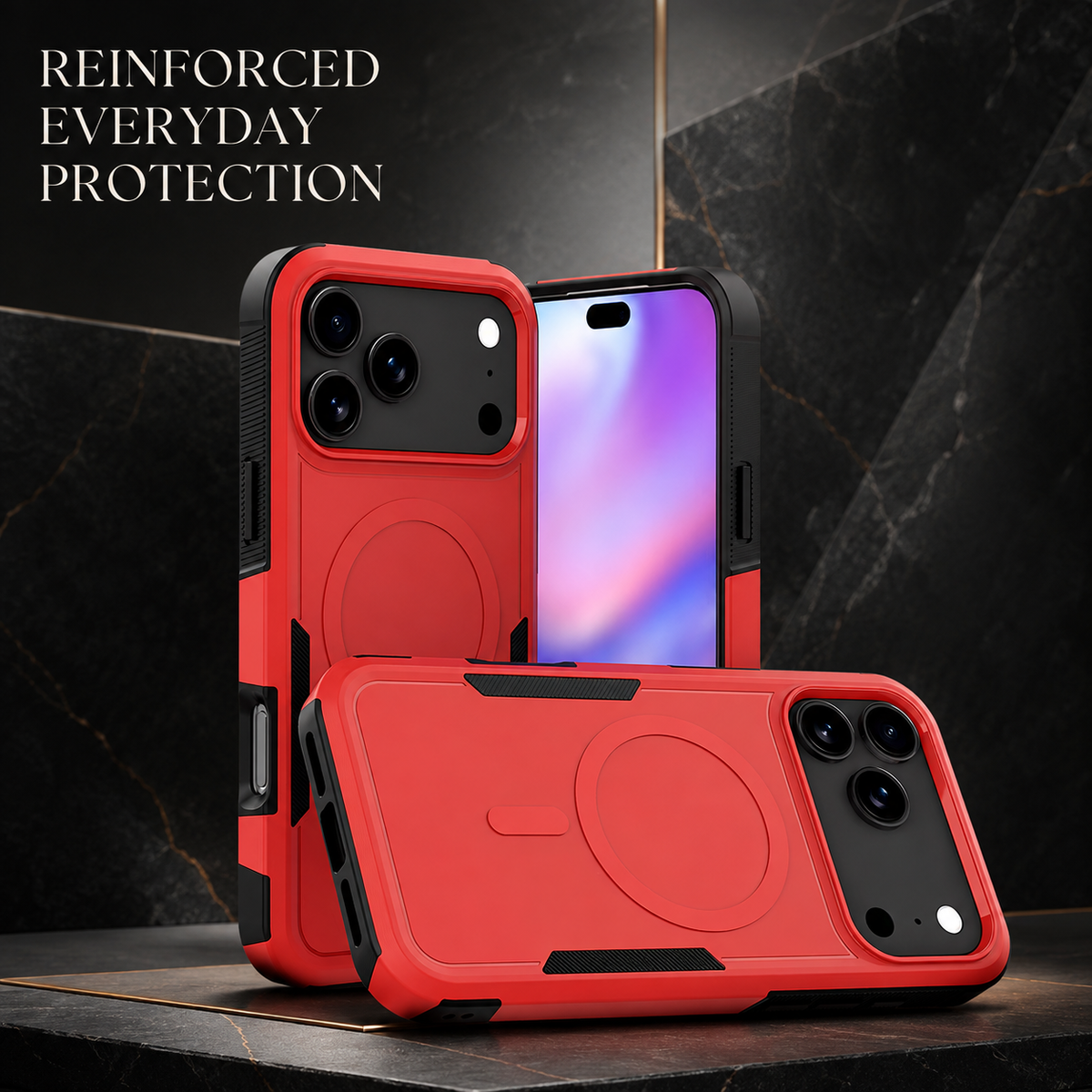 Premium iPhone Case Magnetic 2 in 1 Heavy Duty Armor Shockproof PC TPU Protective Cover Matte Reinforced Bumper Slim Rugged Charging Case