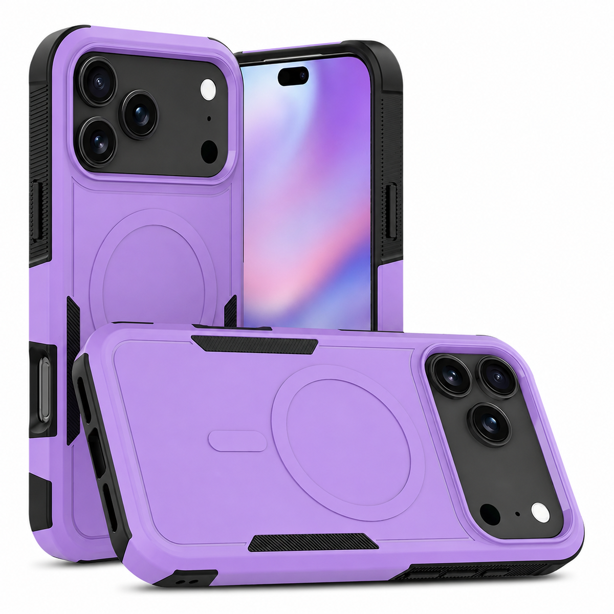 Premium iPhone Case Magnetic 2 in 1 Heavy Duty Armor Shockproof PC TPU Protective Cover Matte Reinforced Bumper Slim Rugged Charging Case