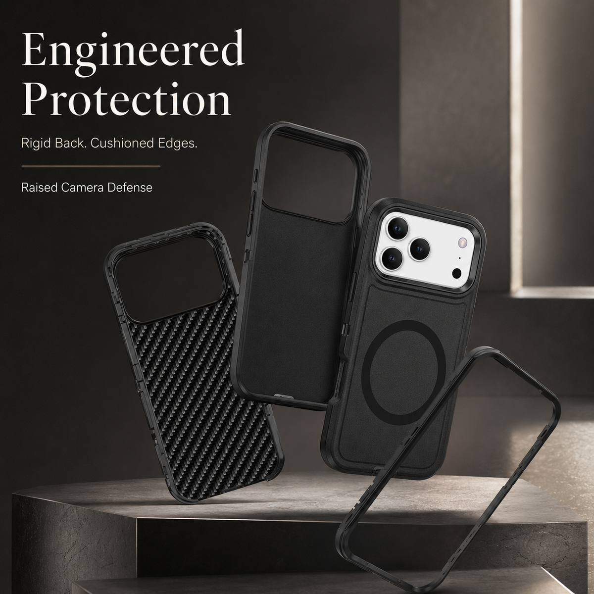 Premium iPhone Case Magnetic 3 in 1 Heavy Duty Armor Shockproof PC TPU Protective Cover Anti Drop Reinforced Bumper Rugged Wireless Charging Case