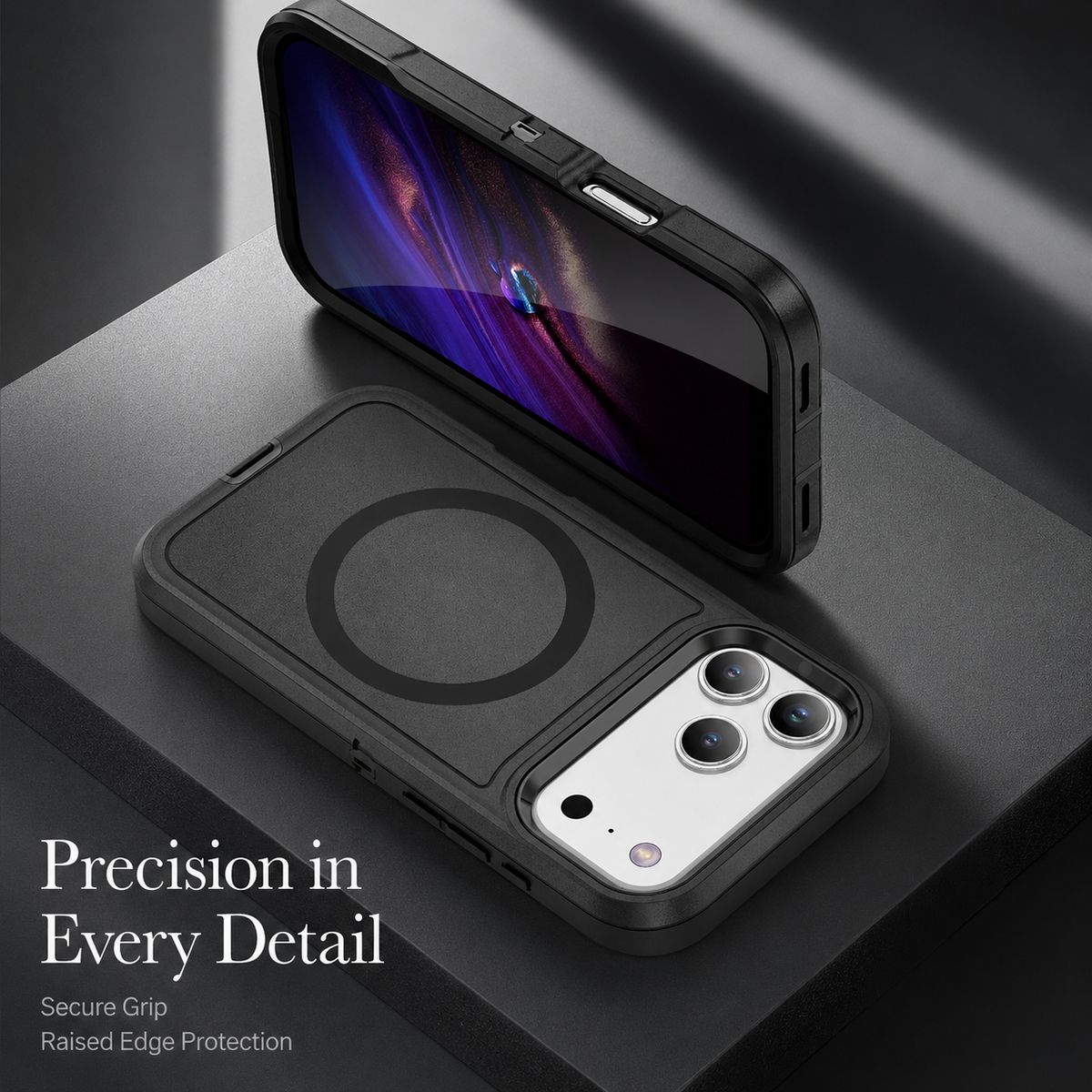 Premium iPhone Case Magnetic 3 in 1 Heavy Duty Armor Shockproof PC TPU Protective Cover Anti Drop Reinforced Bumper Rugged Wireless Charging Case