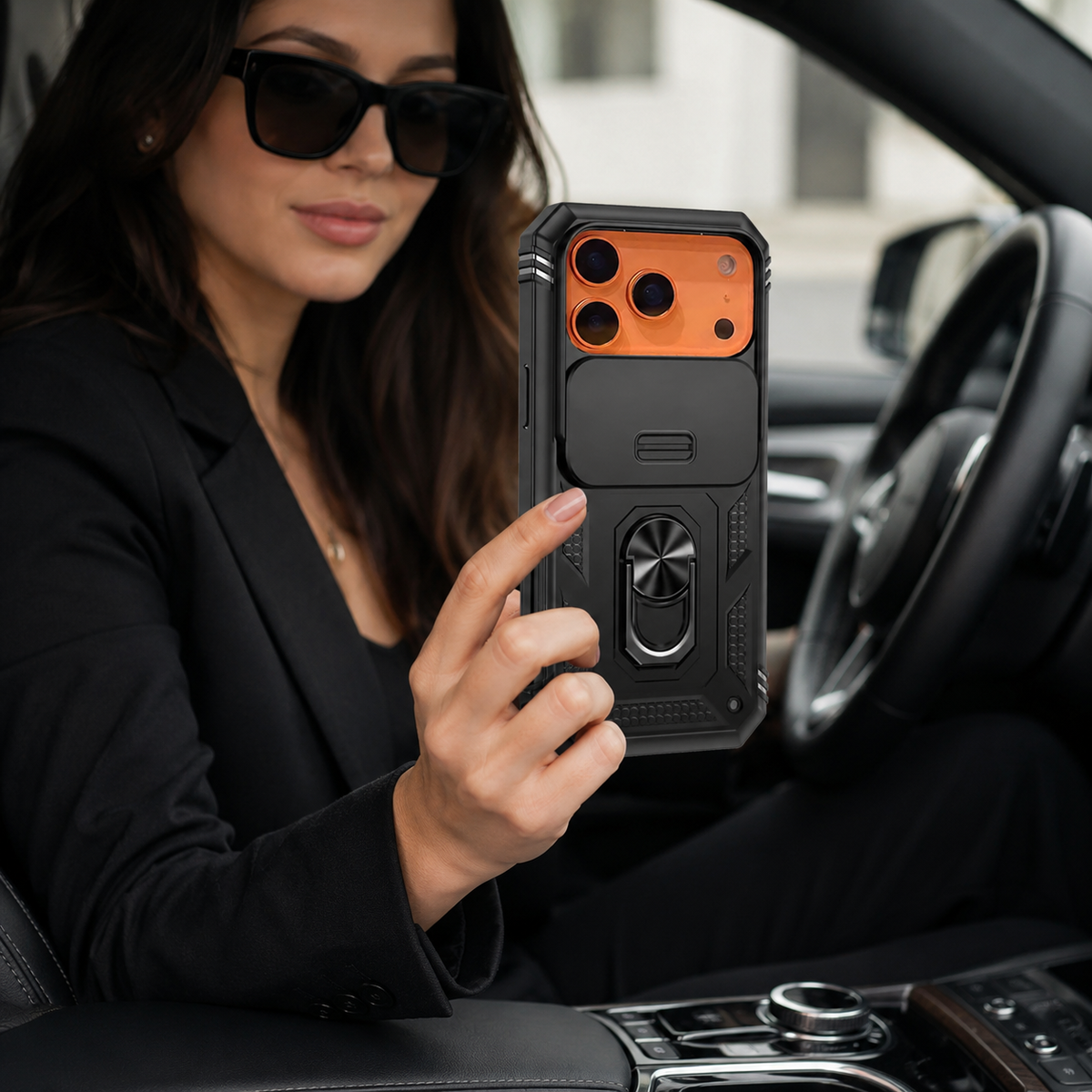 Premium iPhone Case Magnetic 360 Rotating Military Armor Camera Slide Cover Shockproof Silicone Ring Stand Heavy Duty Protective Bumper Phone Case