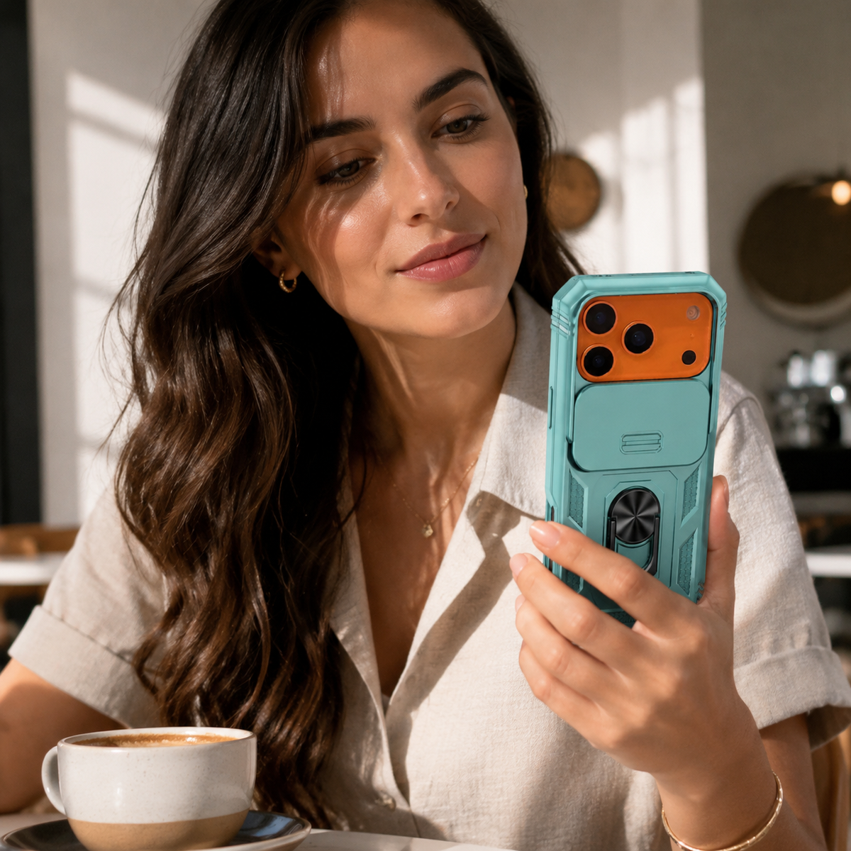 Premium iPhone Case Magnetic 360 Rotating Military Armor Camera Slide Cover Shockproof Silicone Ring Stand Heavy Duty Protective Bumper Phone Case