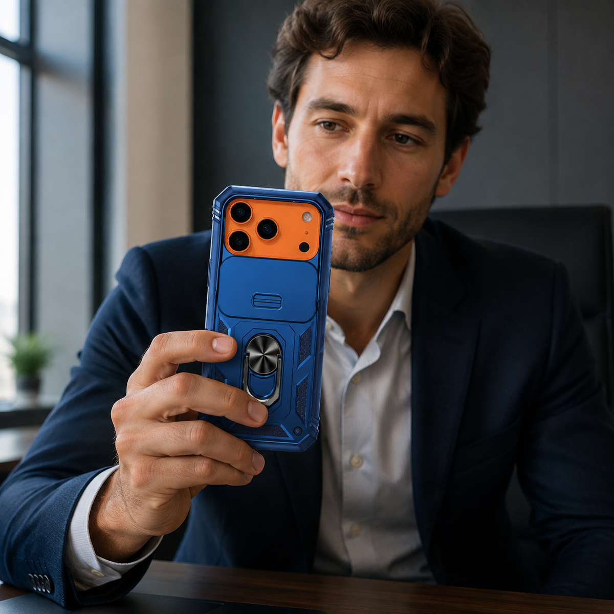 Premium iPhone Case Magnetic 360 Rotating Military Armor Camera Slide Cover Shockproof Silicone Ring Stand Heavy Duty Protective Bumper Phone Case