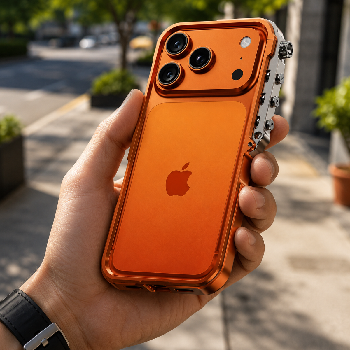 Premium iPhone Case Magnetic Aluminum Alloy Armor Shockproof Protective Cover Reinforced Metal Frame Anti Scratch Non Slip Glitter Heat Resistant Rugged Slim